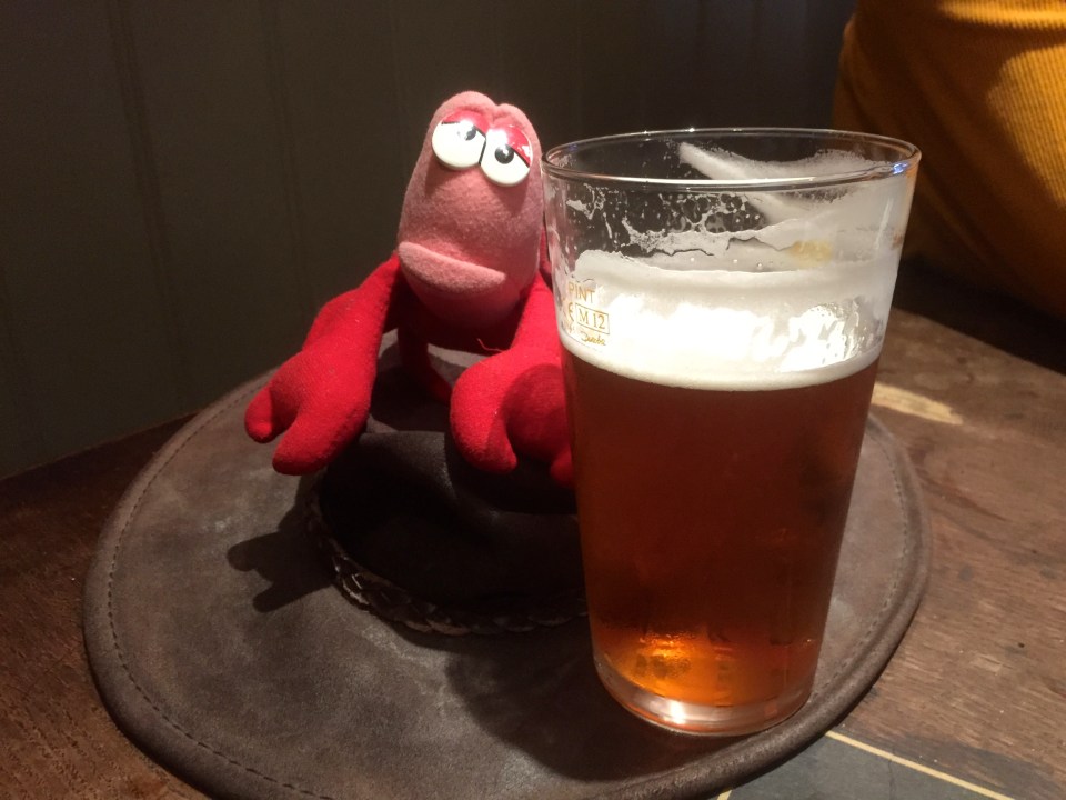 Lobster on a hat plus pint of Landlord