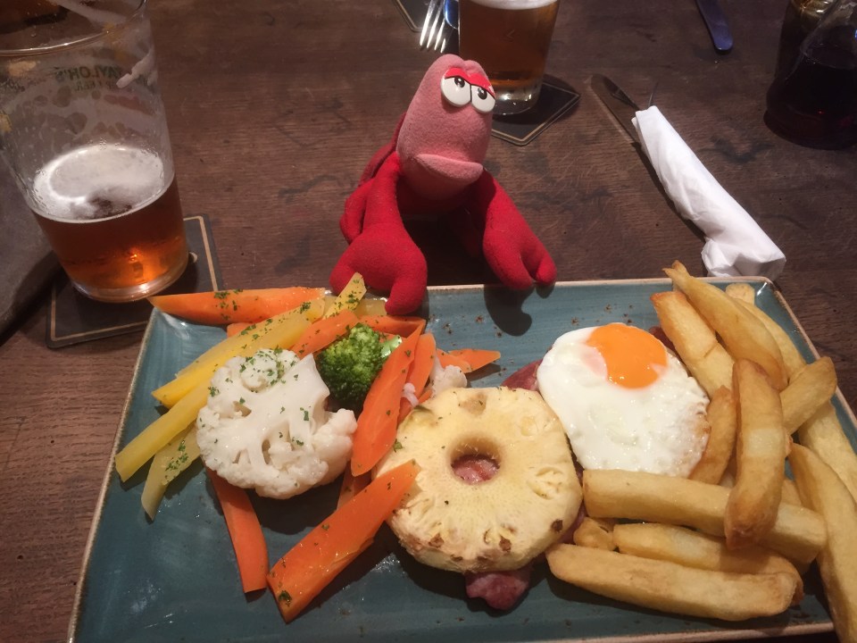 Gammon Steak with all the trimmings, awesome