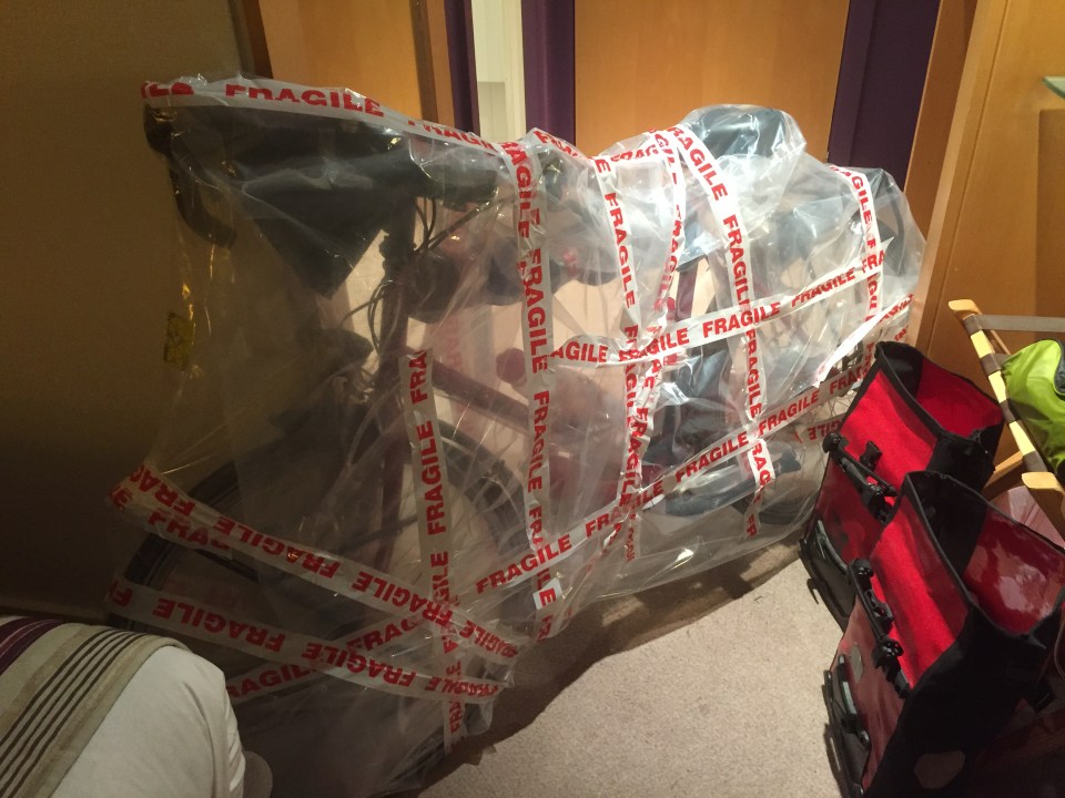 Bike wrapped and ready to fly