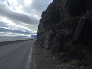 Road following the cliffs