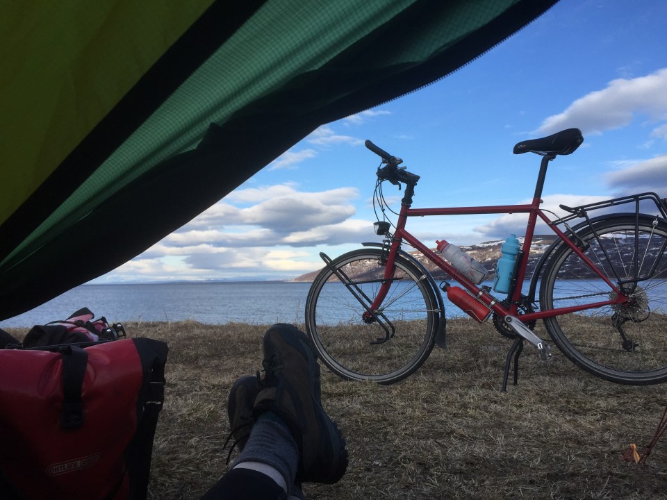 Unpacked and tent set up, a room with a view