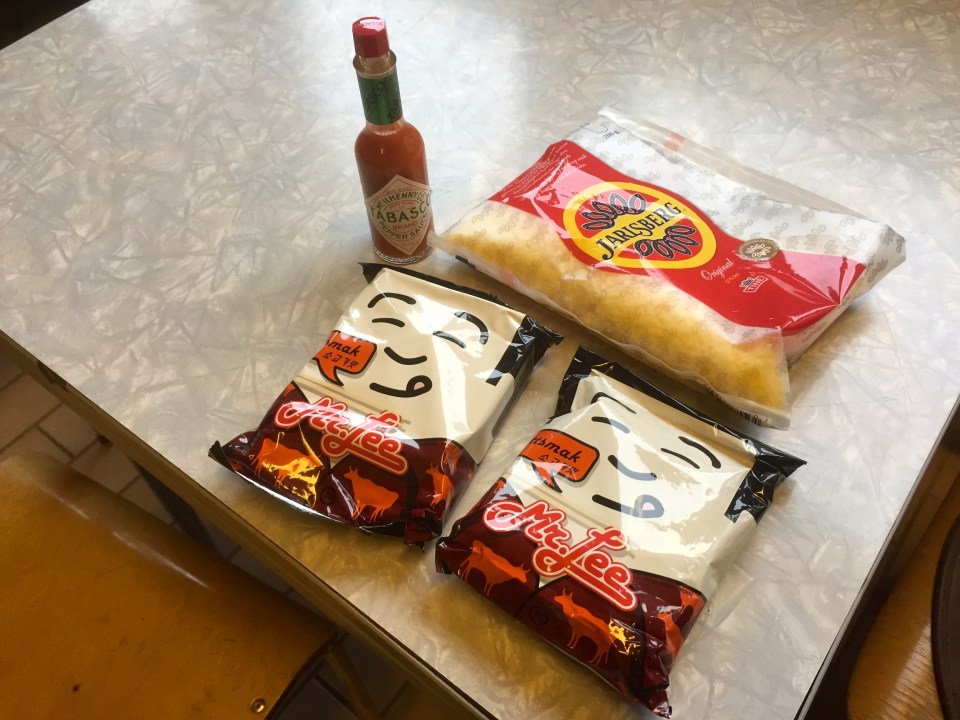 Noodles - a staple part of my road diet, as is Tabasco sauce