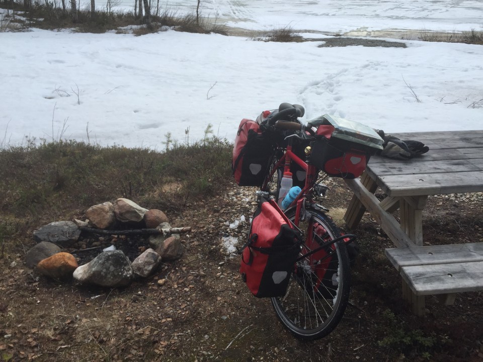 Possible wild camp option ruled out due to snow and ants