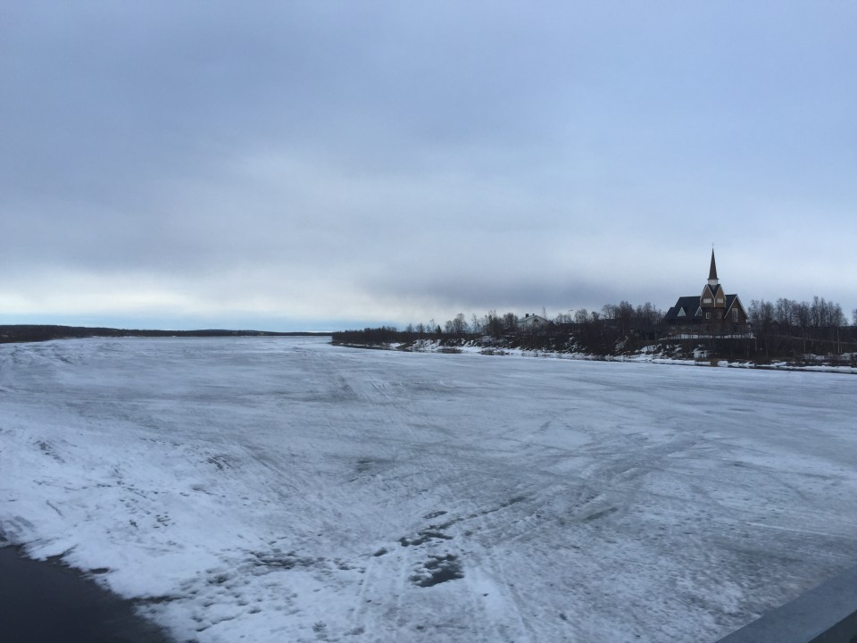 River crossing to Sweden - Karesuando church looming
