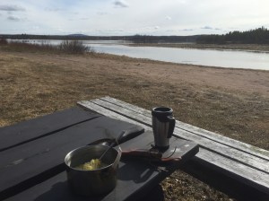 Noodles, cheese, Tabasco and peppermint tea