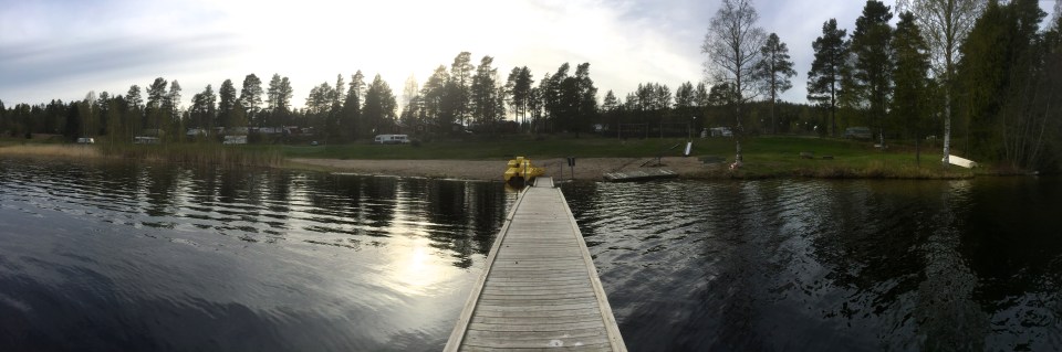 Mosjon lake - pontoon looking back at campsite