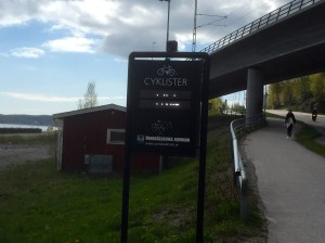Cycling sign out of Ornskaldsvik