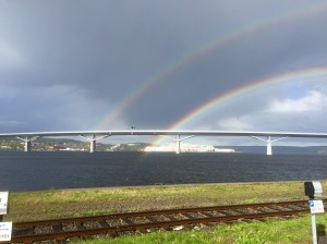 Sundsvall Bridge and rainbow