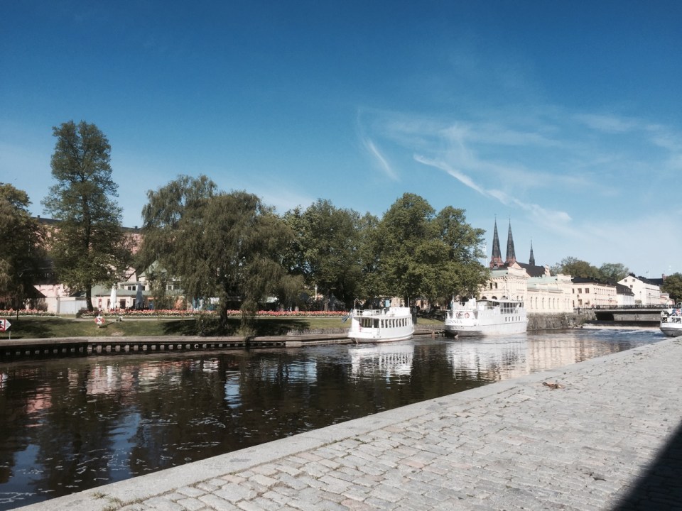 Riding alongside the river