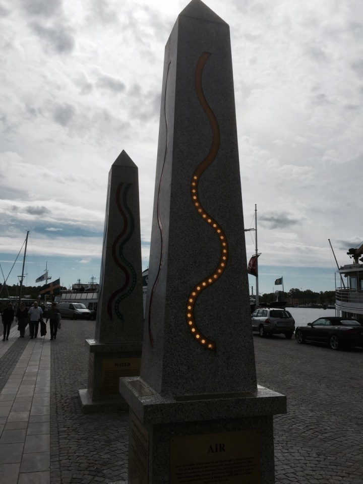 Monuments indicating water quality and pollution levels; I think, pretty funky