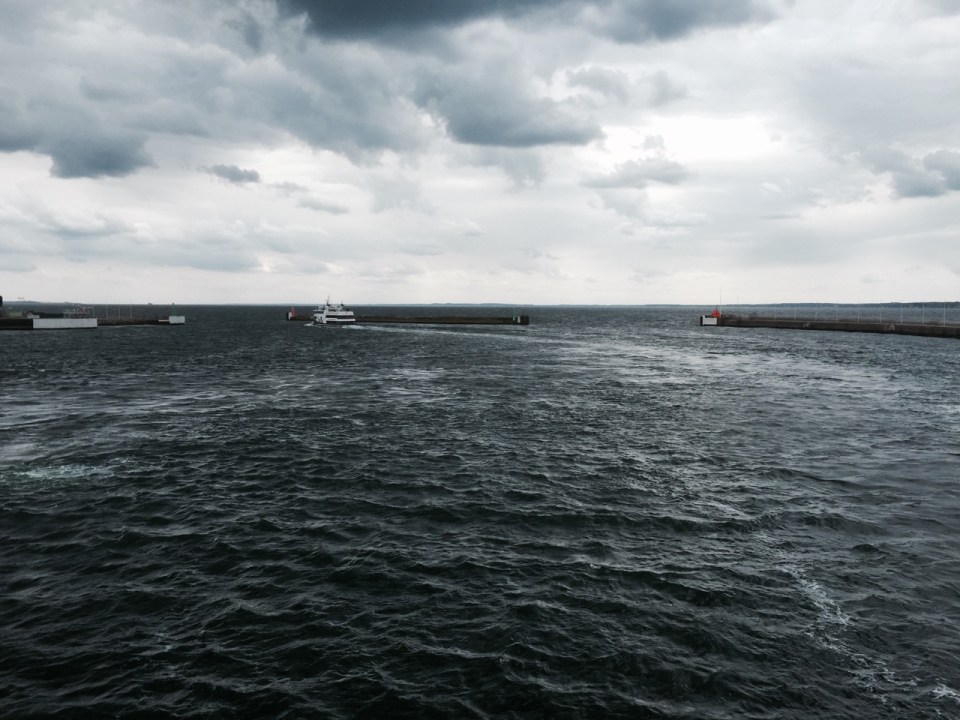 Leaving Helsingborg - bike safely stowed below decks