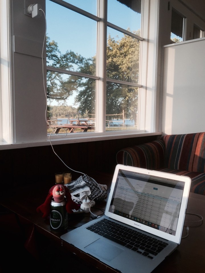 Office set up for the evening