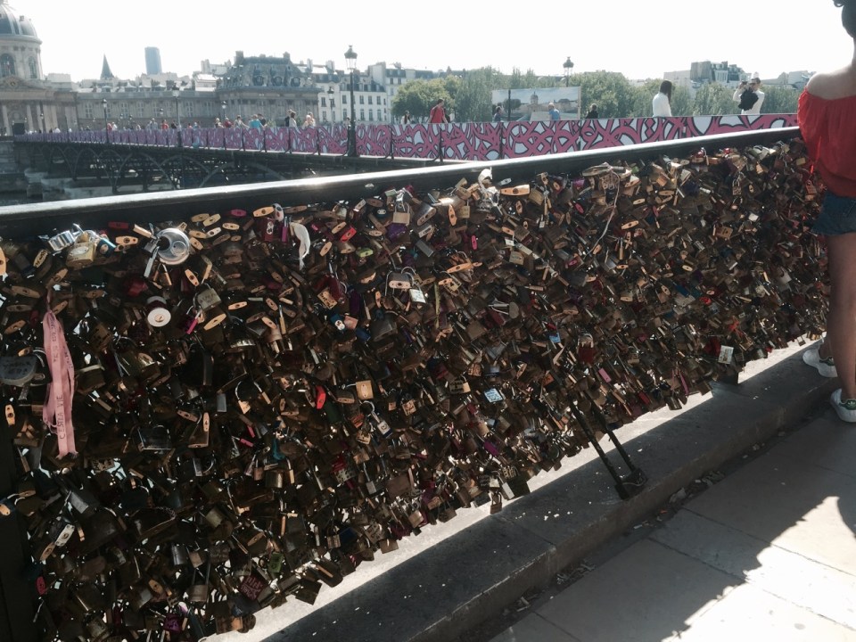 Pont de l'Archeveche - padlocks placed by couples symbolising their love