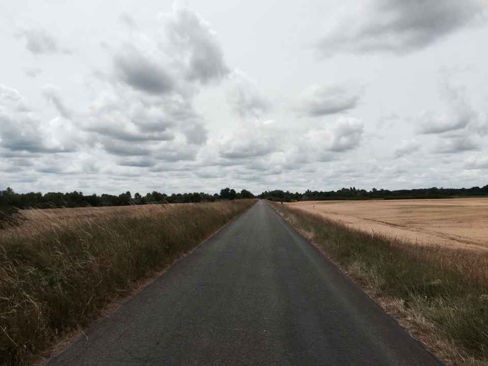 Cycle route passes through a lot of farmland