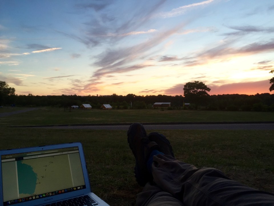 Relaxing in Val du Blois as sun sets