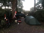 Cycle touring family camp and bikes