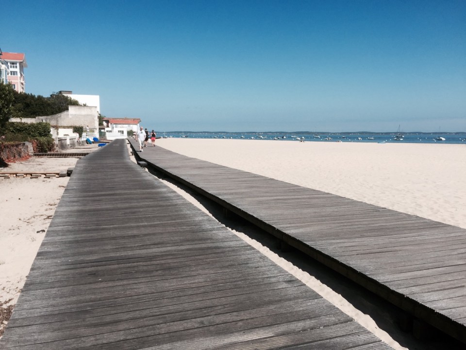 Cycling the boardwalk in Arcachon
