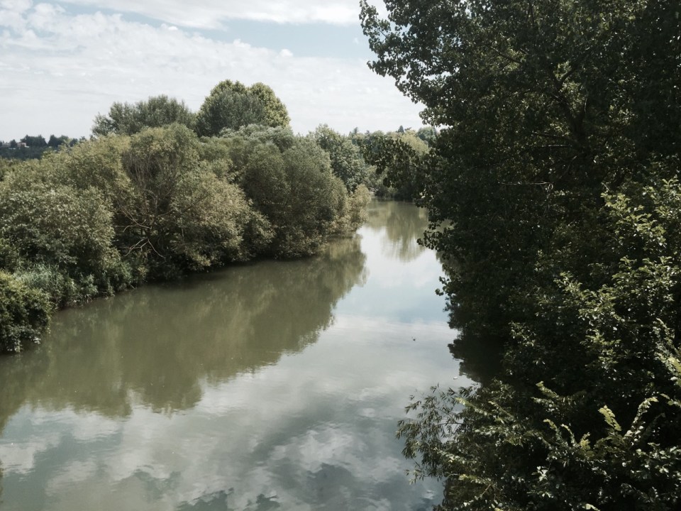 Crossing river into Pamplona