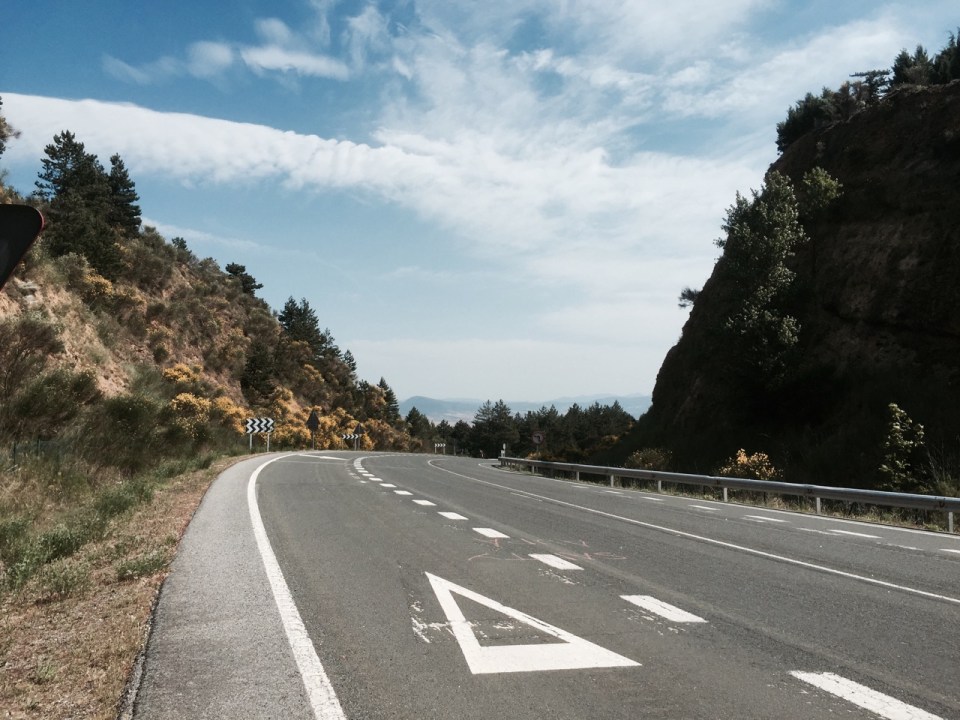 Road down from top of climb