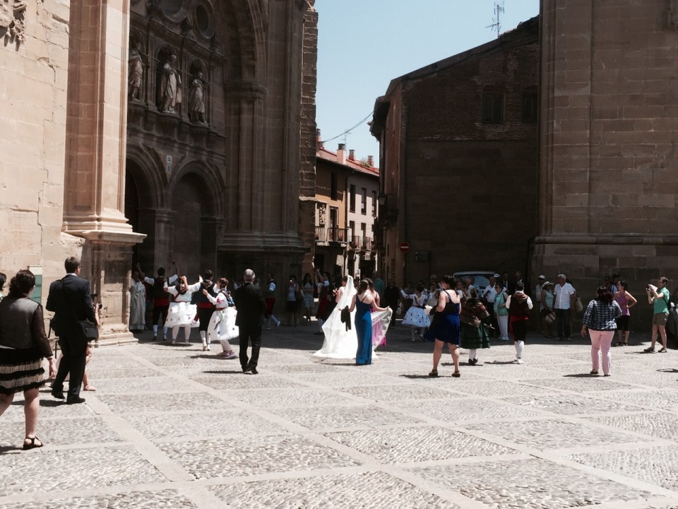 Bride being danced the church in Santo-Domingo dela Calzada