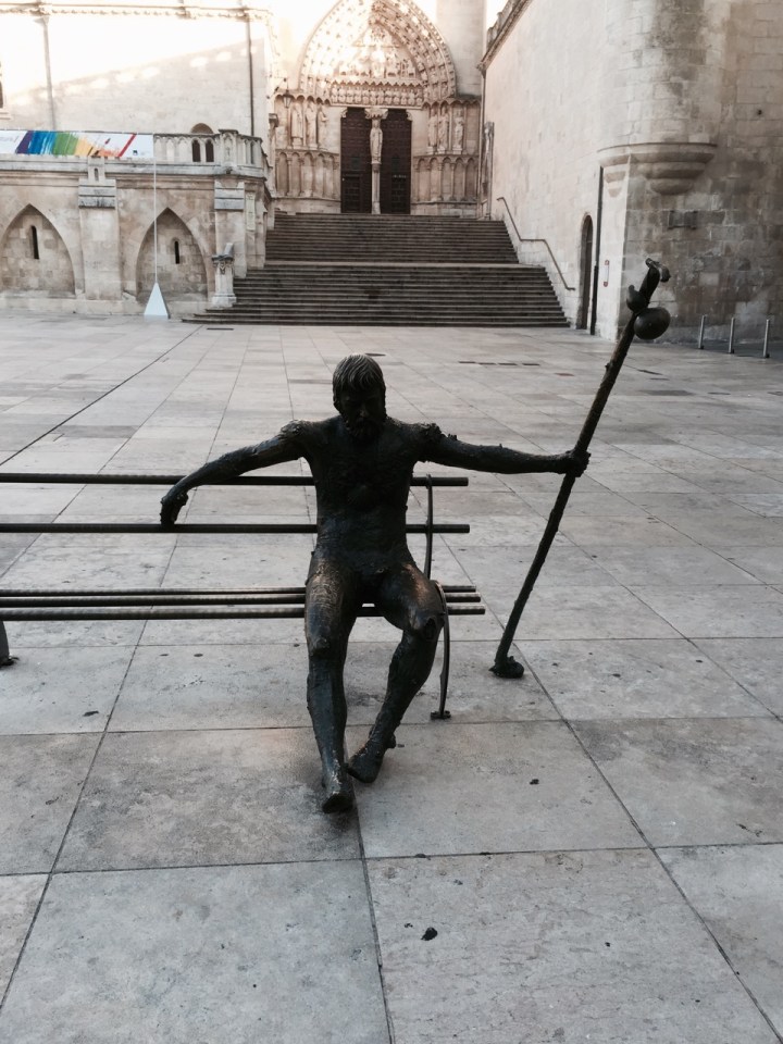 Bronze pilgrim statue