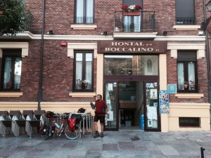 Preparing to leave Hostal Boccalino in Leon