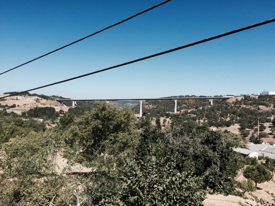 View across to motorway bridge