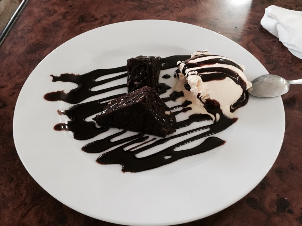 Chocolate brownie desert for carb loading purposes