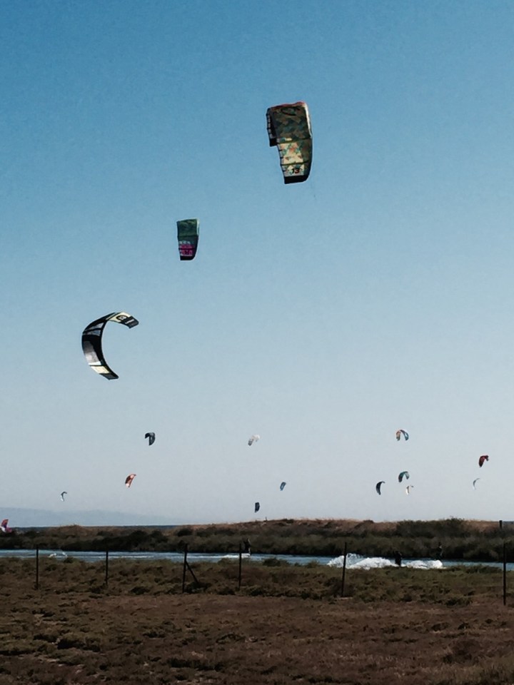 Kite-surfer on river 2