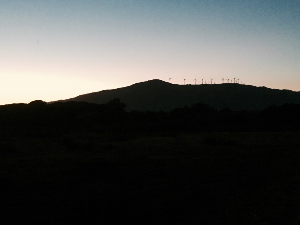 Windfarm at night
