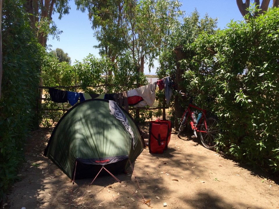 Camping spot at Rio Jara, Tarifa, washing done