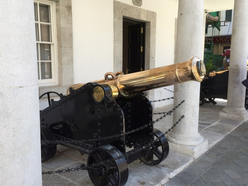 Shiny cannon outside Gibraltar government buildling