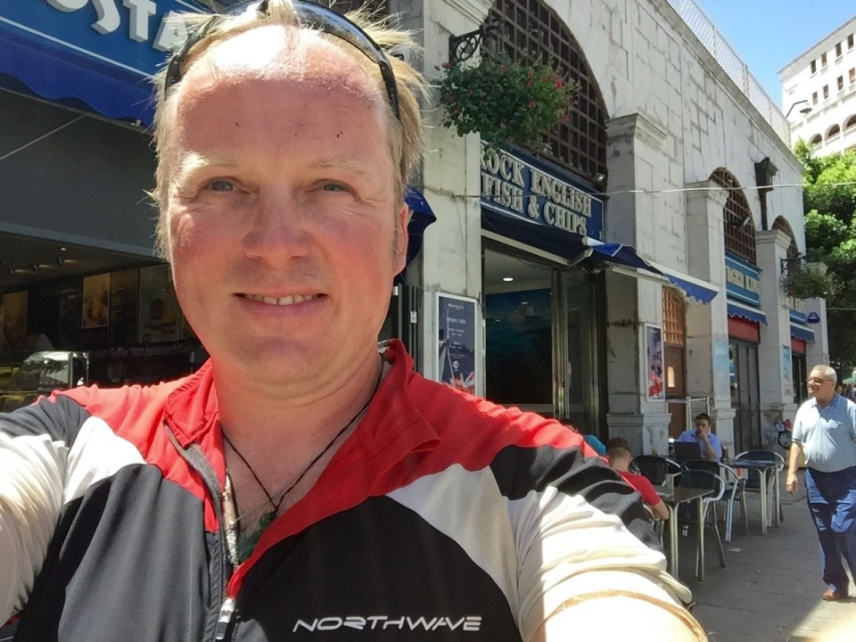 Me outside Fish and Chips shop in Gibraltar