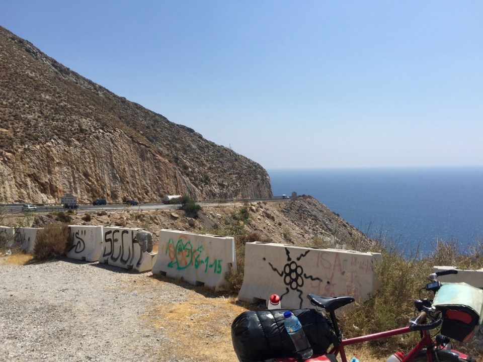Road down near Gualchos, a lot of graffiti in Spain, not all very good