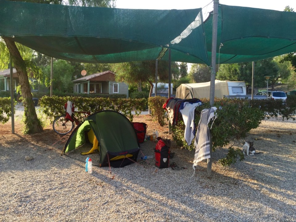 Set up at Cuevas Mar camping, Palomares