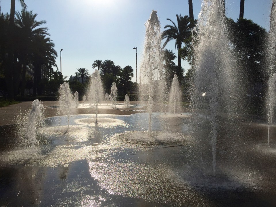 Weaving through fountains in Alicante