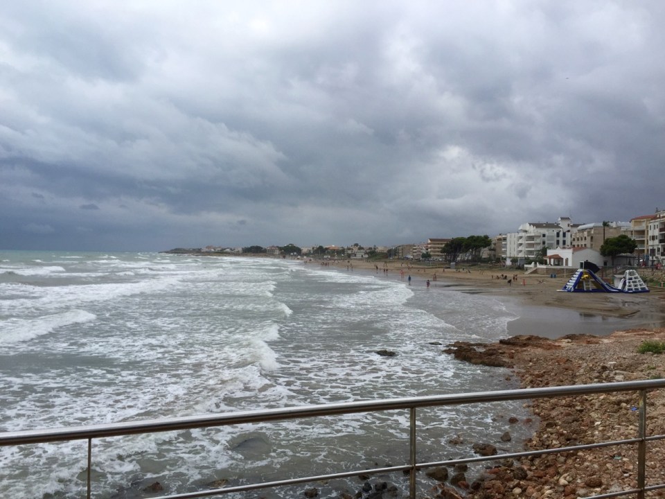 Beach in Alcocebre, choppy sea