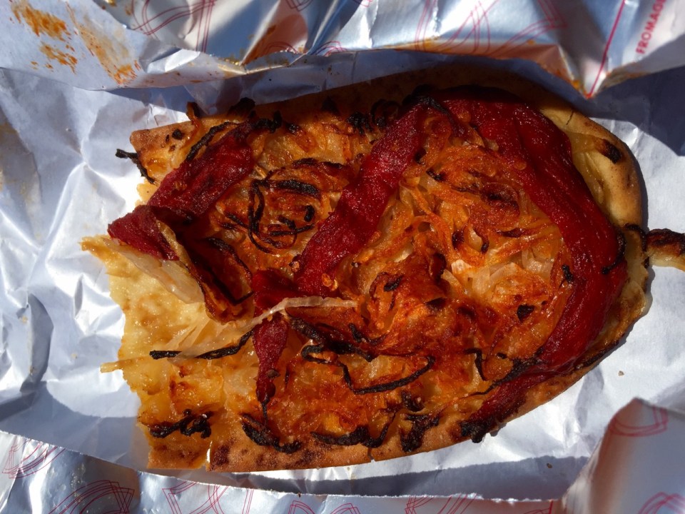 Lunch - very tasty onion and red pepper pizza slice