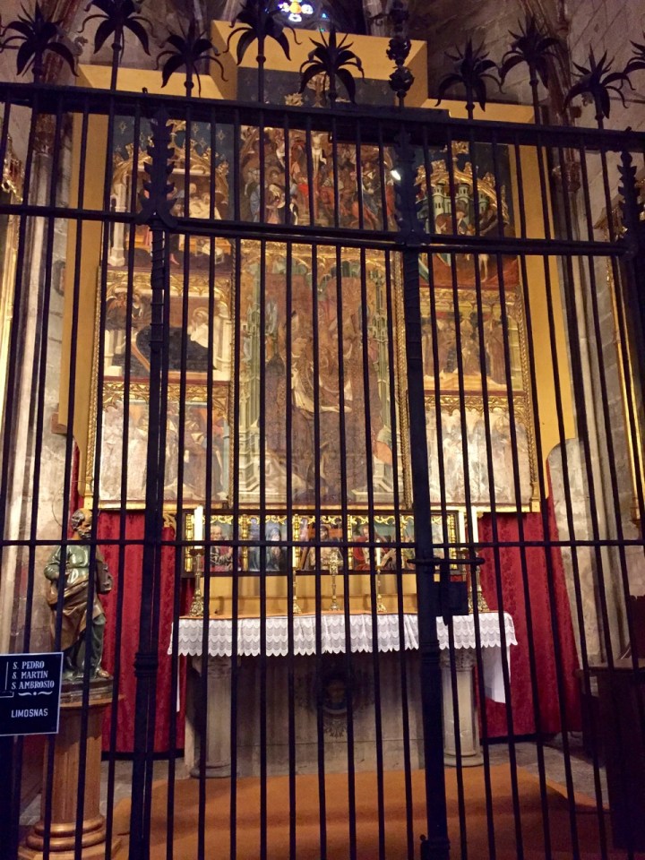 Cathedral lined with multiple chapels to various saints