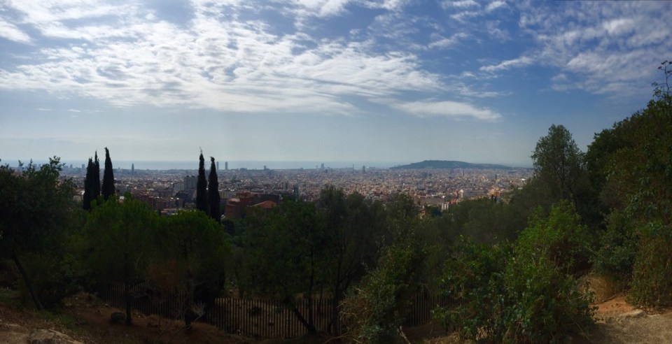 Panorama view from Park Guell over Barcelona