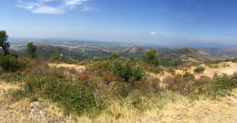 Panorama view back the way I pedalled