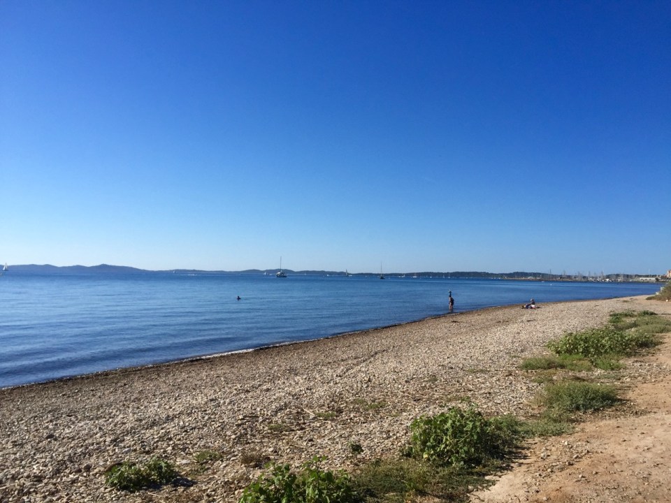 Cycle path passes beach in Hyères