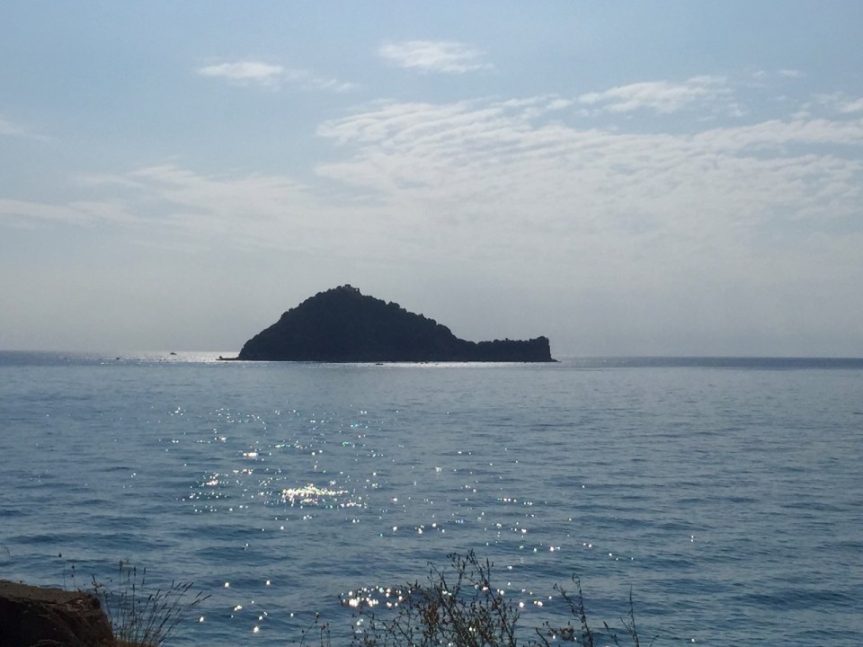 Island just off the coast nr Alassio; reminded me of St. Michael's Mount