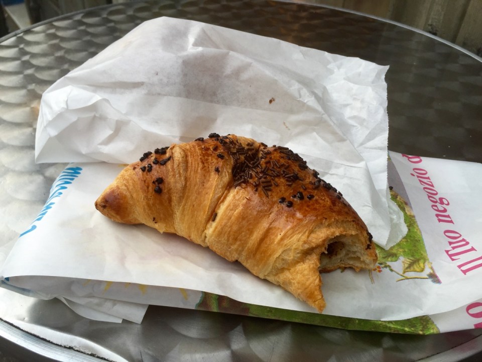 Chocolate Croissant for breakfast; also today's tarte du jour