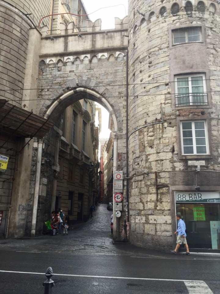 Old entrance to narrow Genoa streets