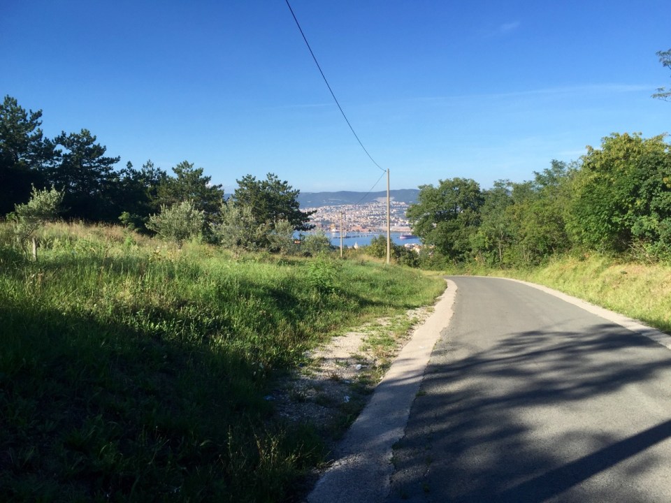 Looking back to Trieste from top of steep climb