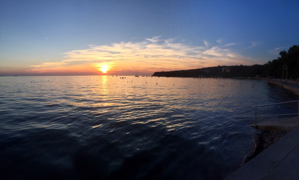 Sunset and yachts panorama, Ankaran, Slovenia