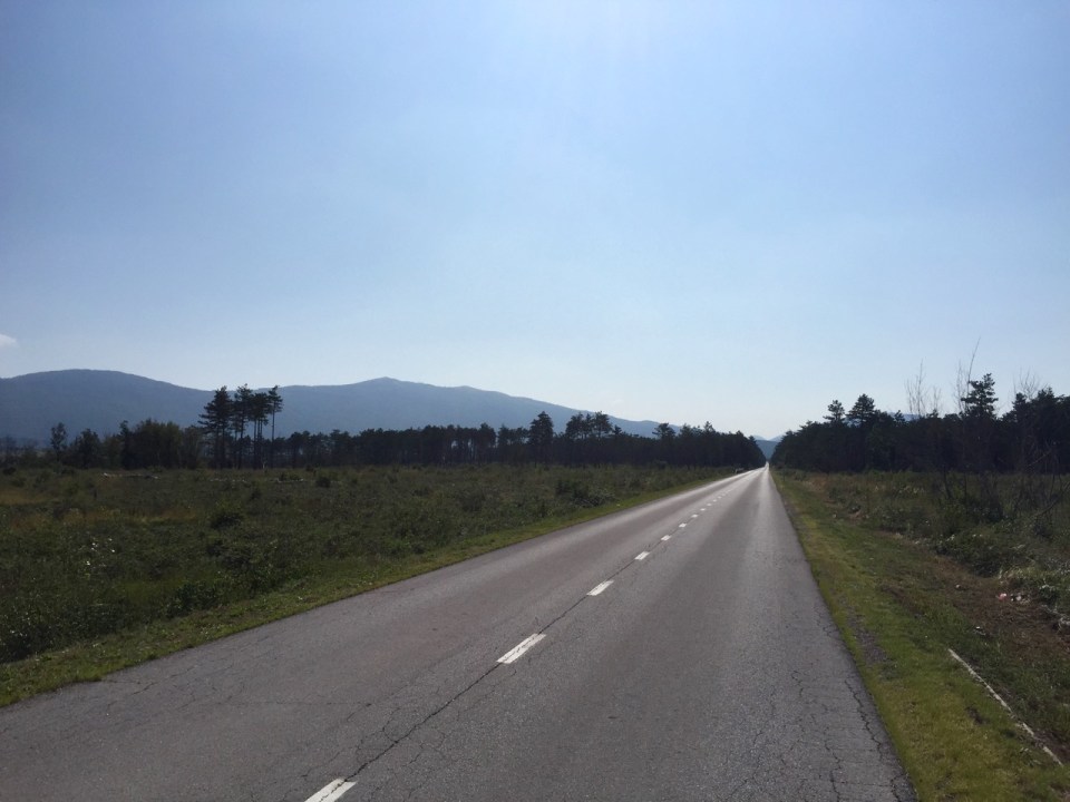 After a long climb, finally a flat bit towards Croatia
