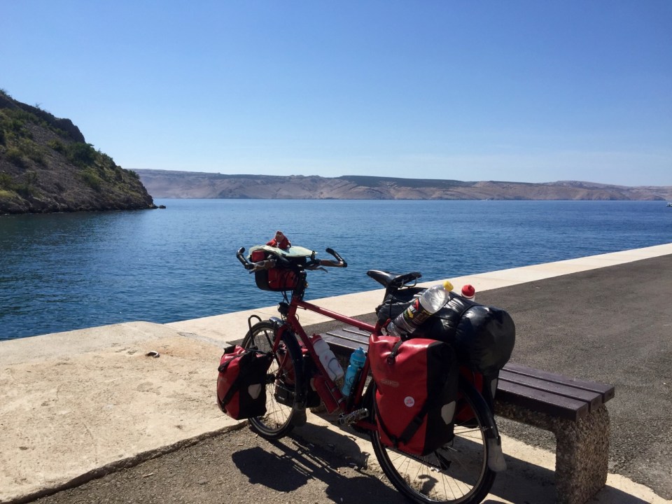 Smaug taking a break; Ortlieb panniers are great but they get very hot in the sun