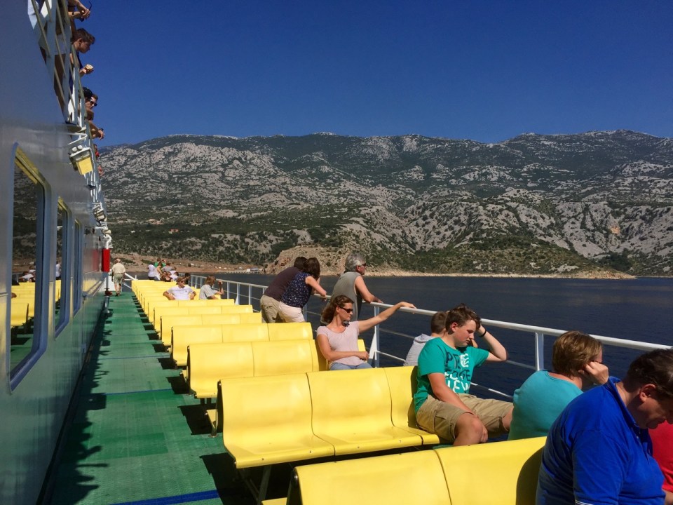 Ferry to Pag; looking back to Prizna